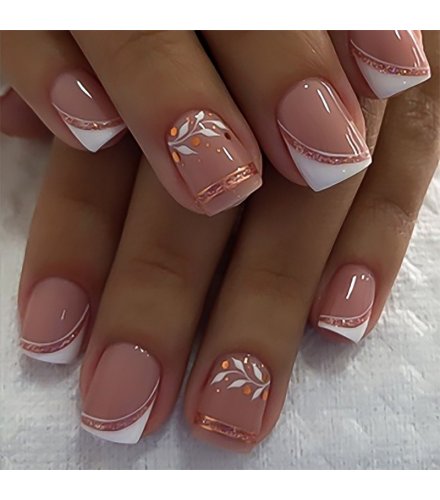 NA004 - Simple Blue Bow Flower Glam Nails